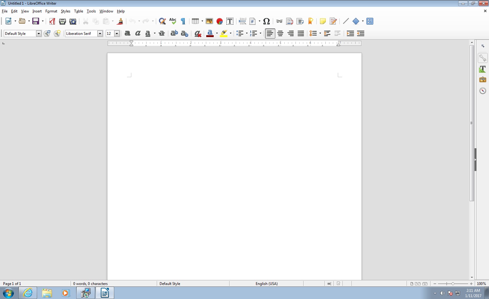 Screenshot of LibreOffice Writer