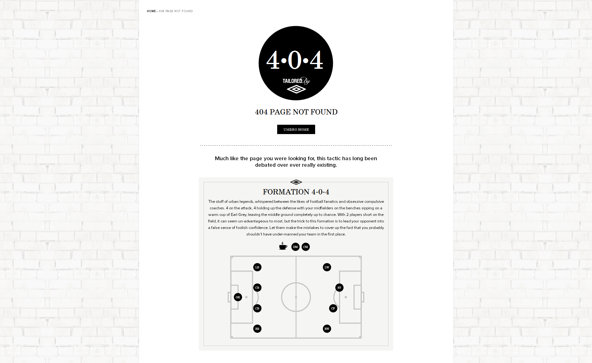 404 page for Umbro