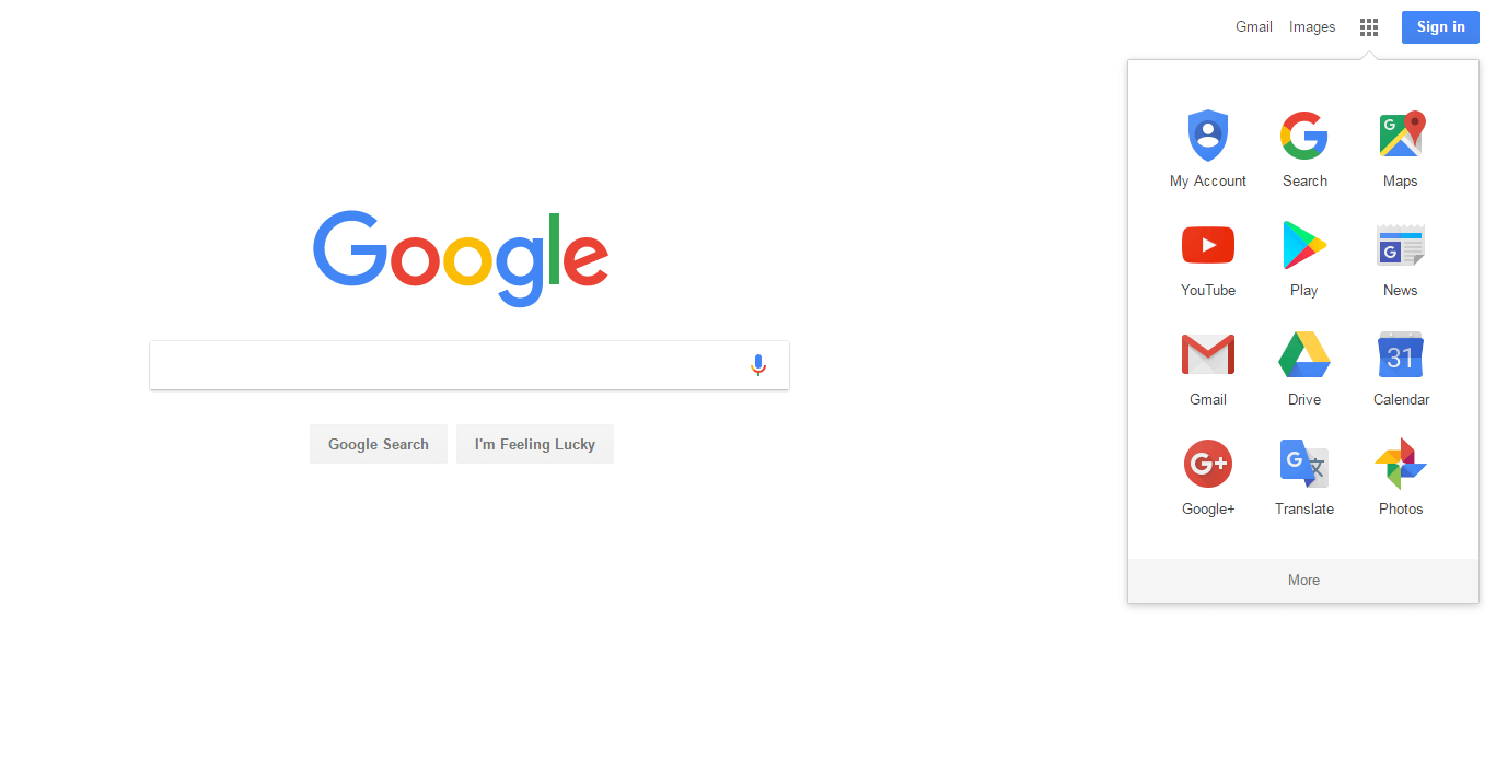 screenshot of Google