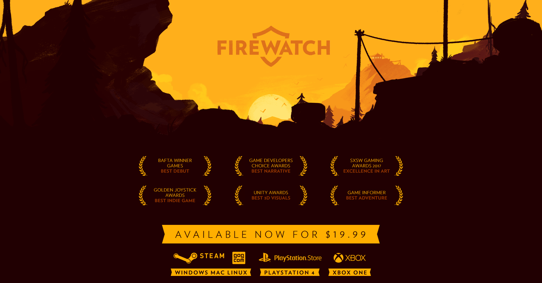 Screenshot of the website firewatchgame.com while scrolling down