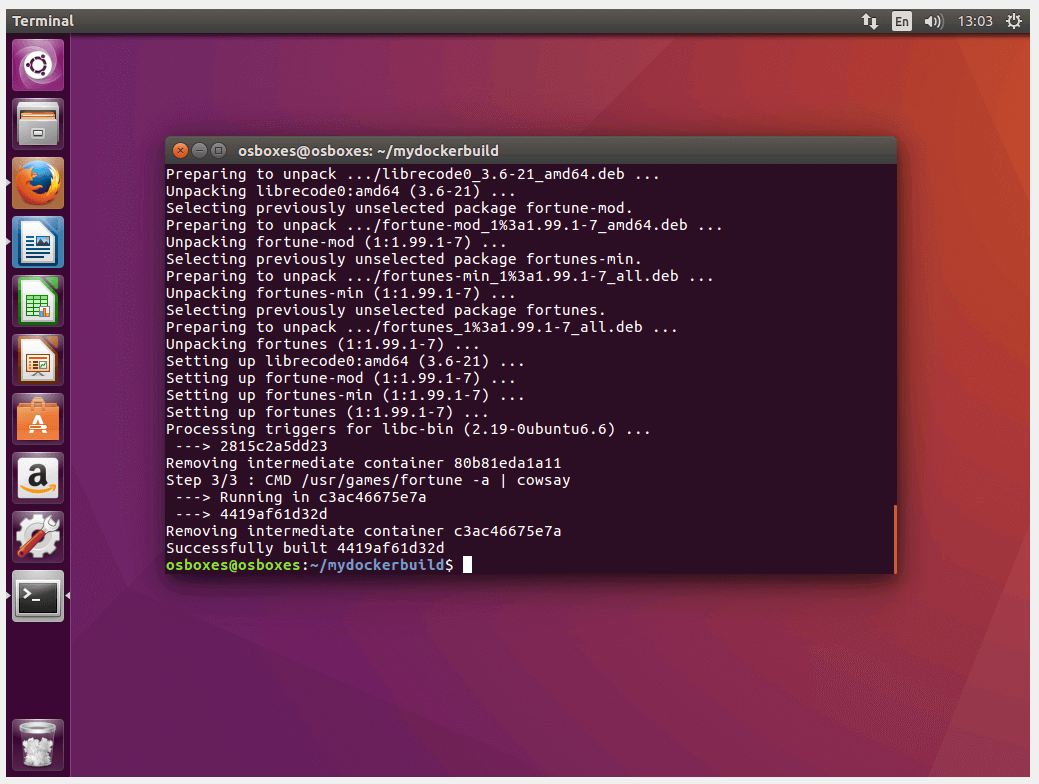 Ubuntu terminal: Status message during the image creation