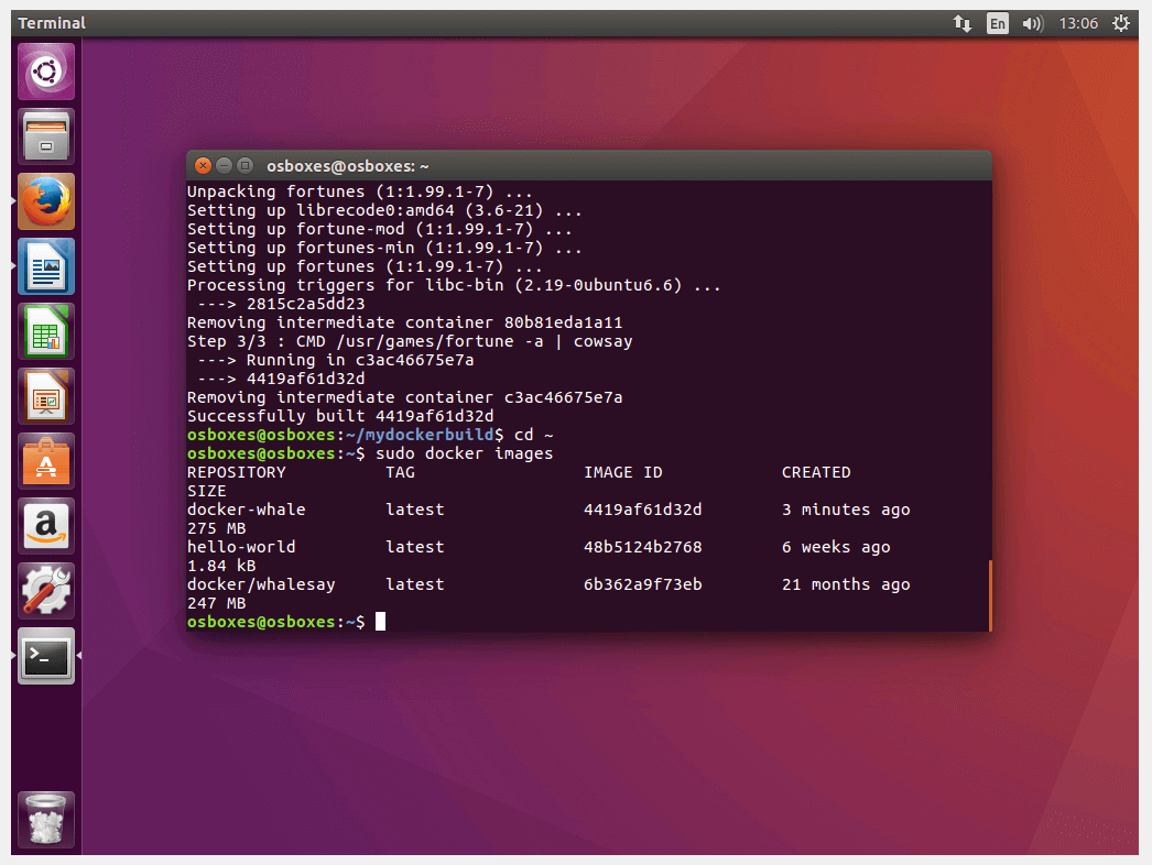 Ubuntu terminal: Overview of all images