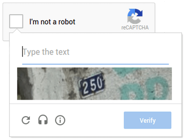 An image-based reCAPTCHA, based on Google Street View
