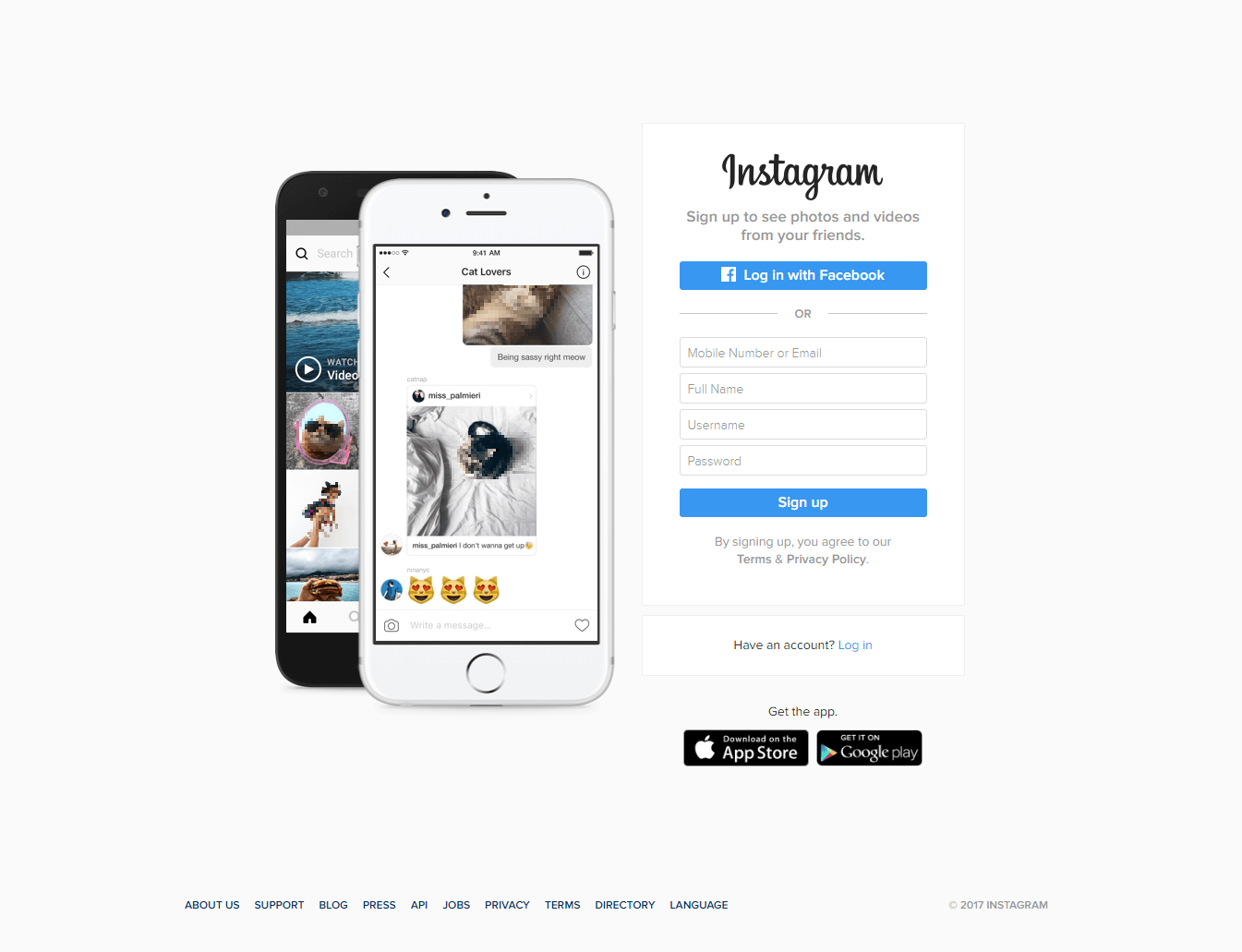Web version of Instagram