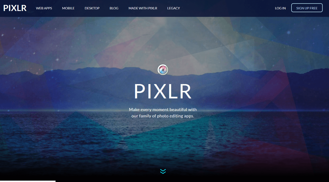Homepage of Pixlr
