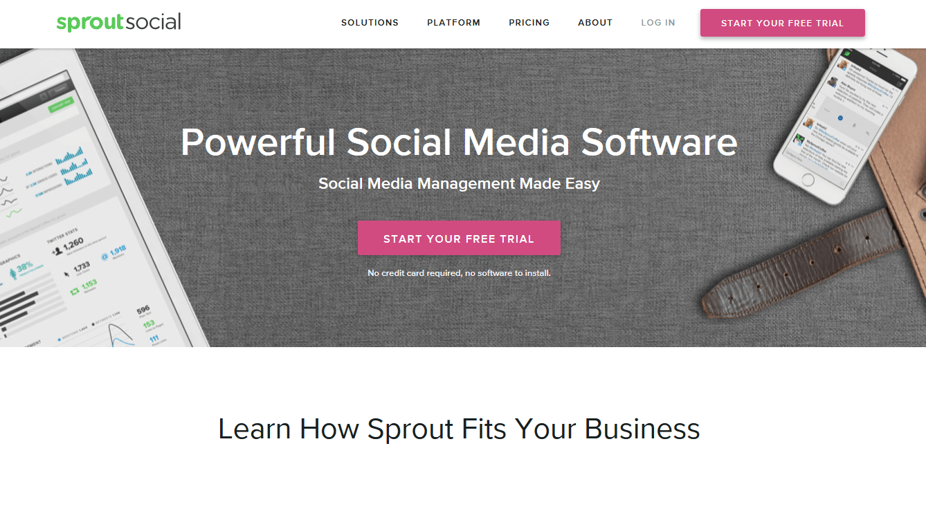 Screenshot of the Sprout Social website