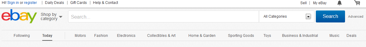 Screenshot of the eBay search bar