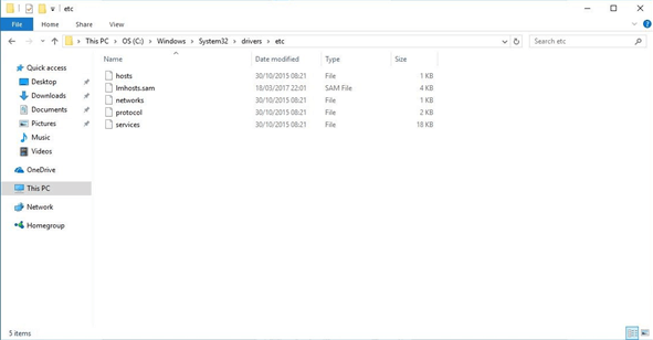 Directory of the hosts file on Windows 7