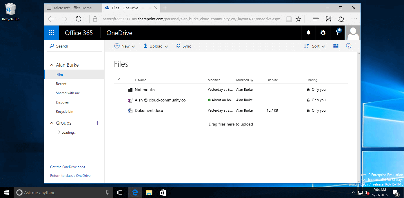 Cloud-based data storage with OneDrive