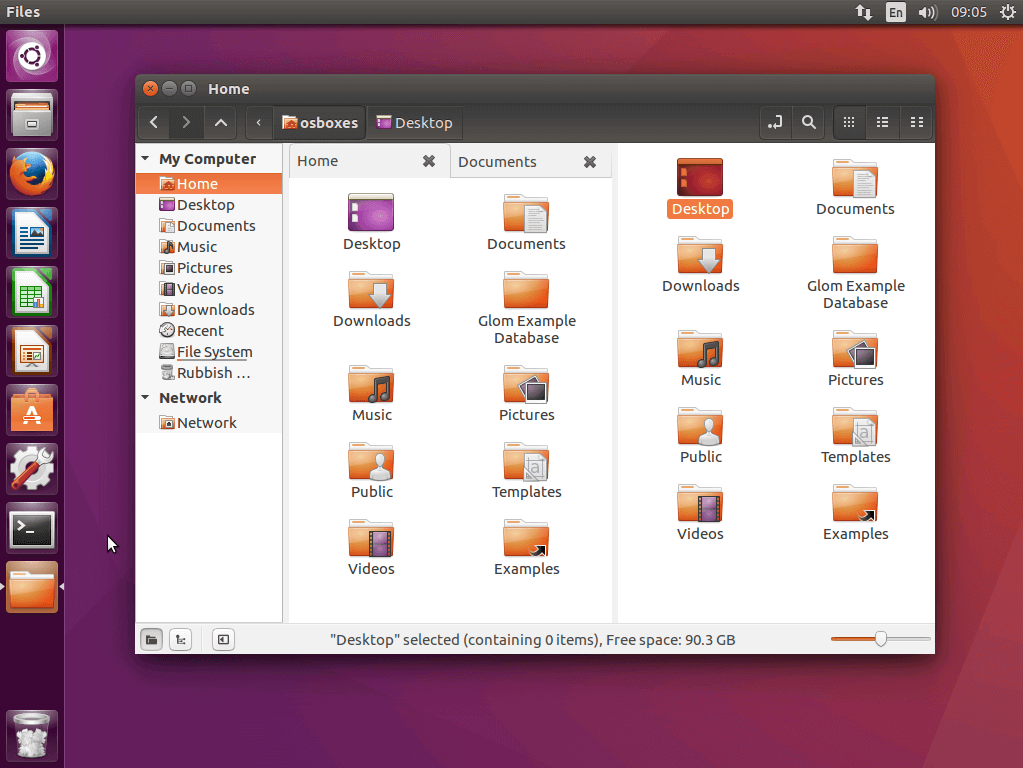User interface of the Linux file manager, Nemo