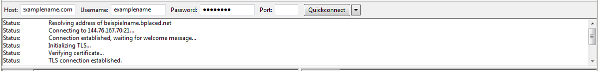 File history of FileZilla under the Quickconnect bar