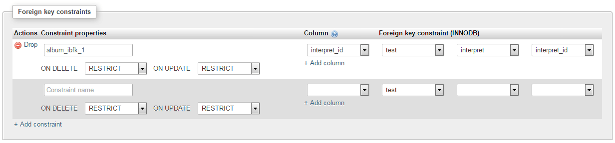phpMyAdmin: specified foreign key relationships
