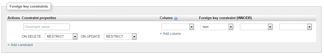 phpMyAdmin: ’Foreign key constraints’ entry field
