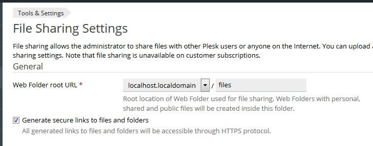 Plesk: File Sharing Settings