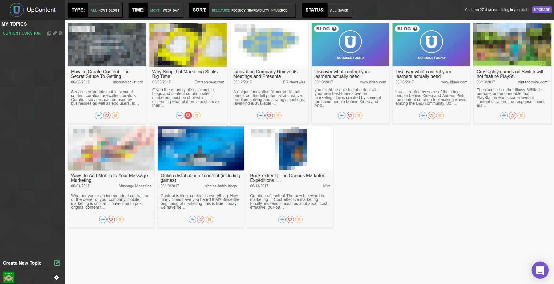 UpContent Homepage.
