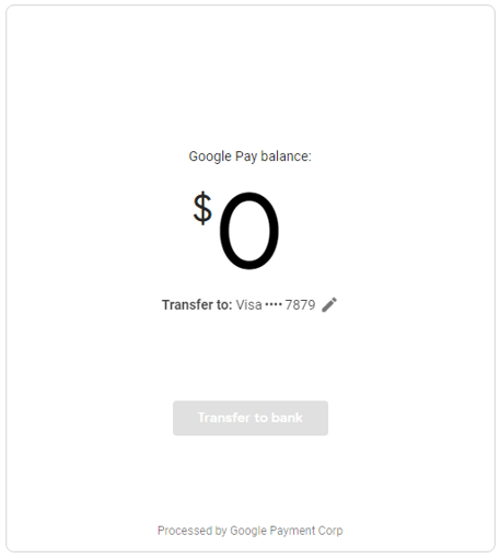 Bank transfer in Google Pay