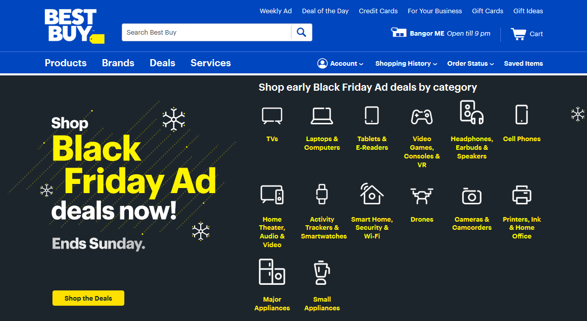 Screenshot of Best Buy’s homepage