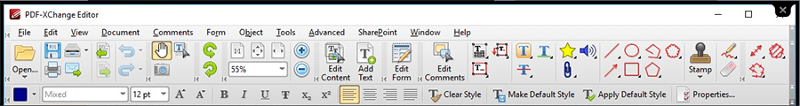 PDF-XChange Editor toolbar