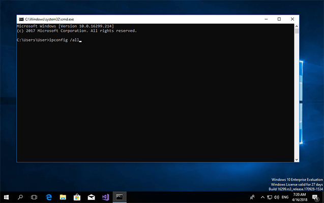 The terminal on Windows 10 Enterprise
