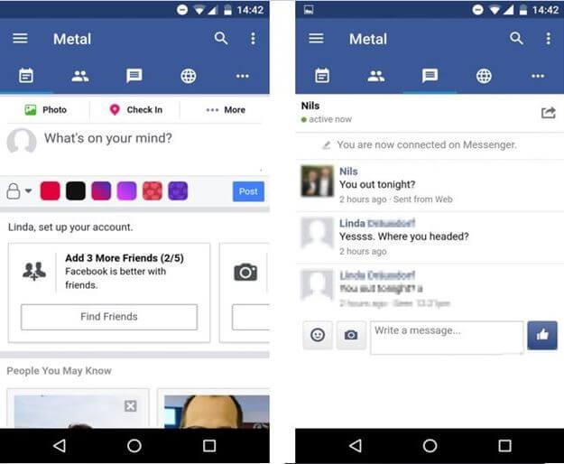 Messenger and Timeline in Metal