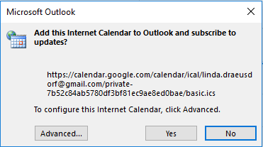 Microsoft Outlook subscription verification prompt