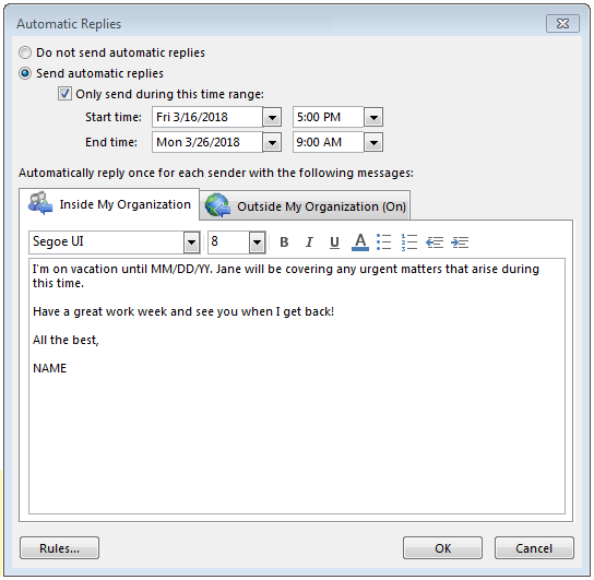 How To Set Up An Out of office Reply In Outlook IONOS CA