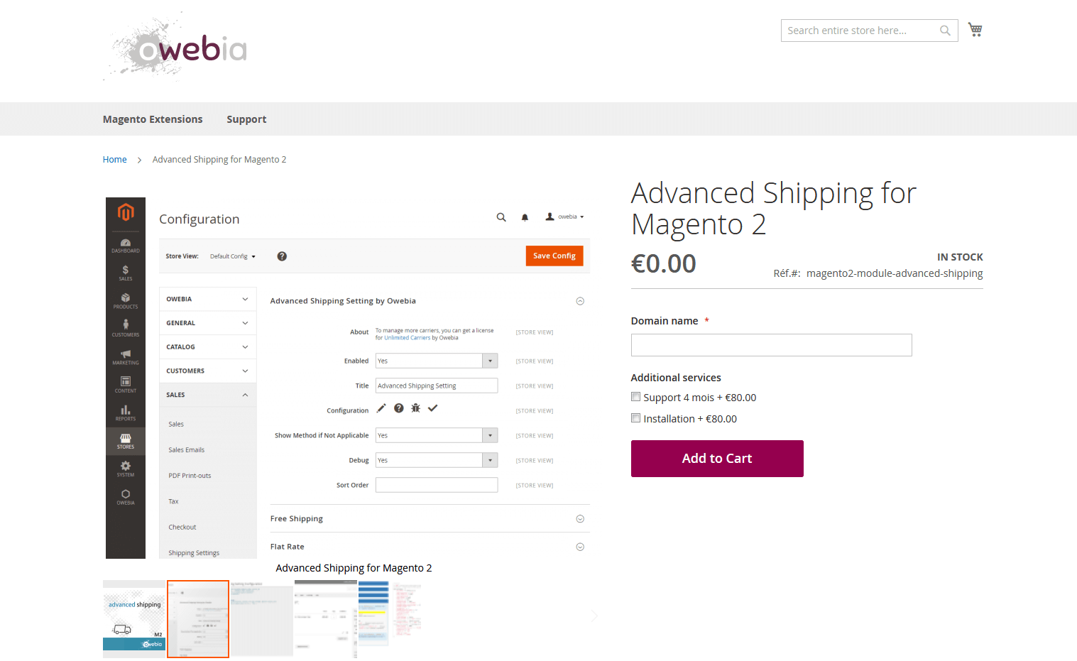 Screenshot of the Magento extension Advanced Shipping website.