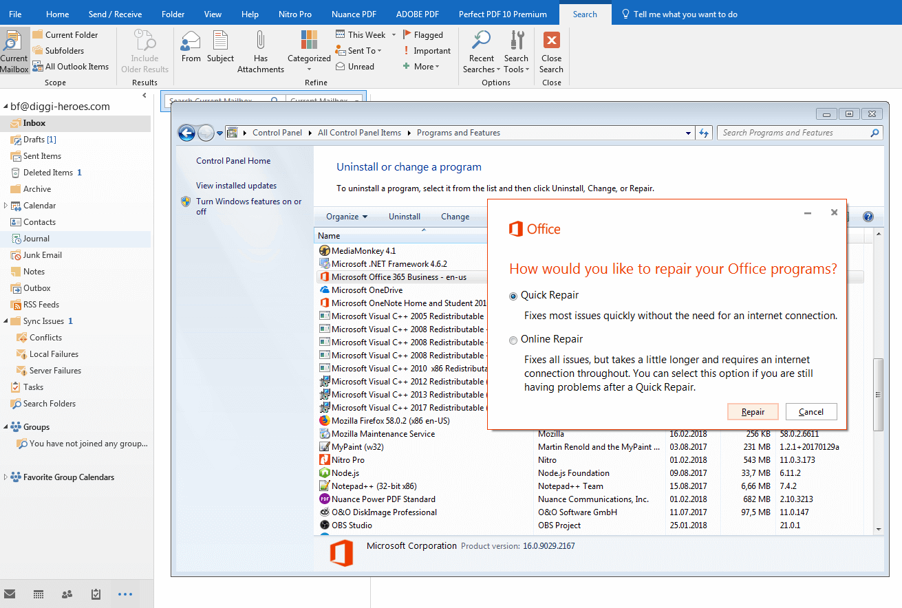Outlook search function not working what are the solutions ionos ca