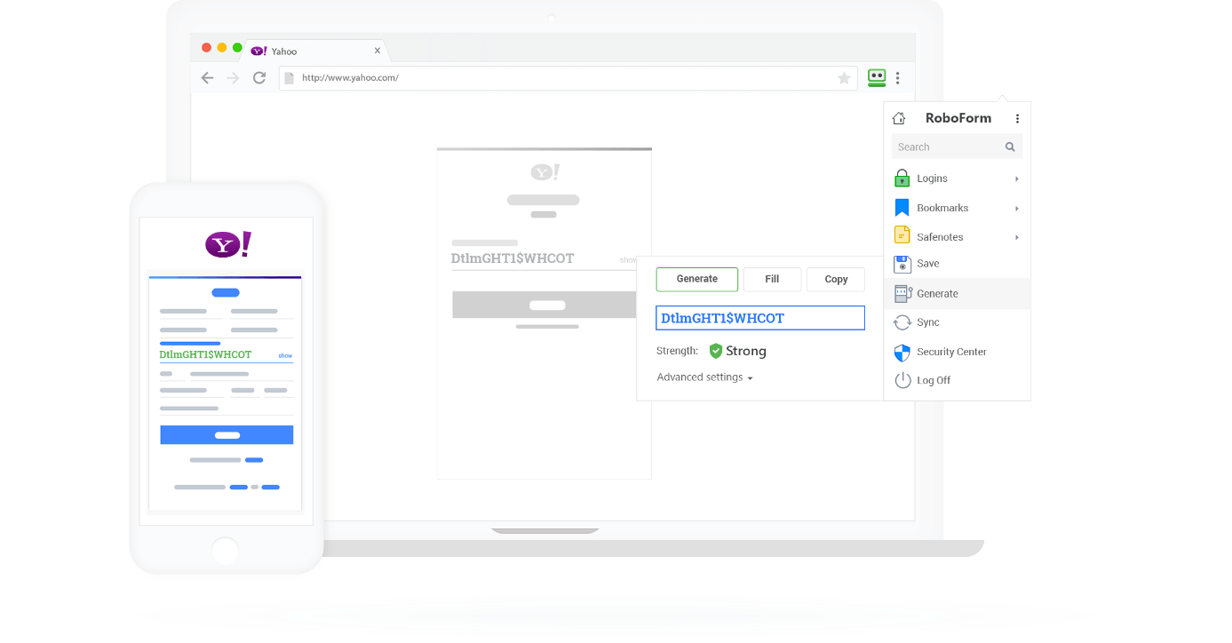 User interface of RoboForm on macOS and iOS