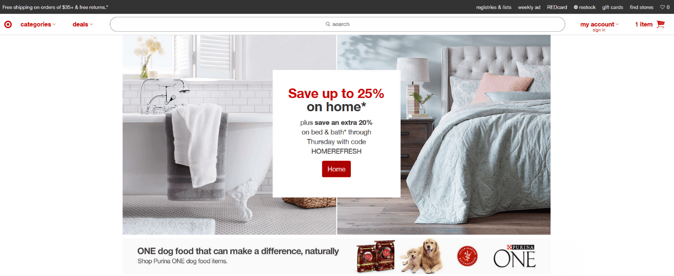 Target’s homepage: target.com