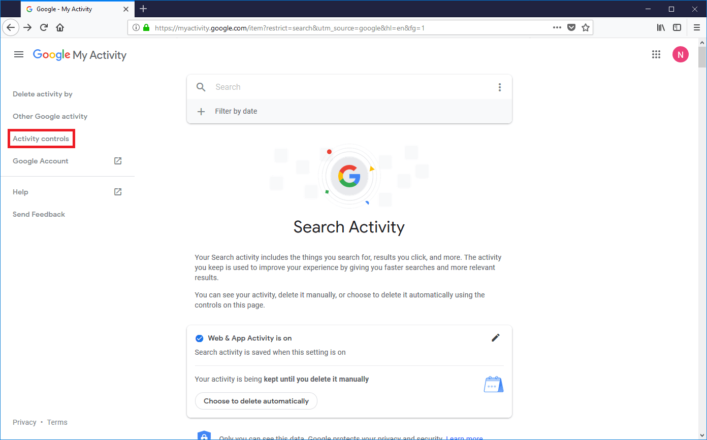 Google activity history