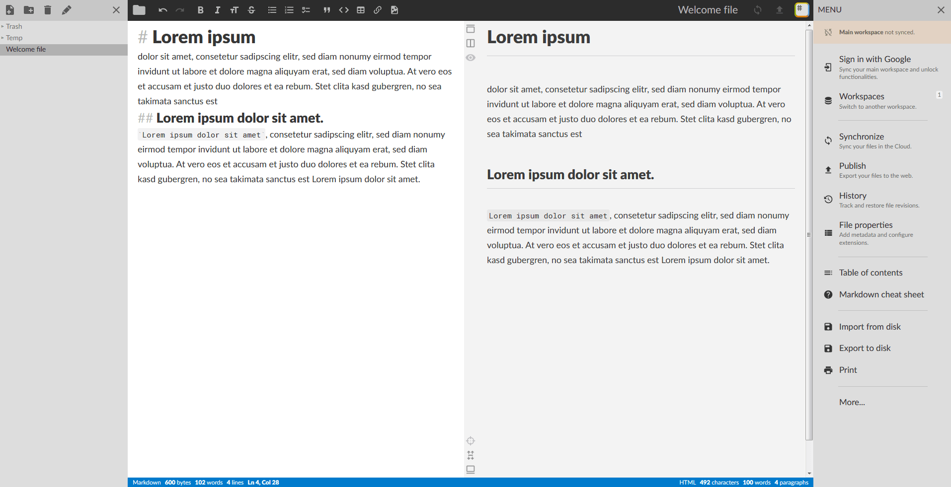 The online Markdown editor, StackEdit