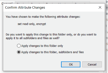 Dialog window: Confirm file attribute change