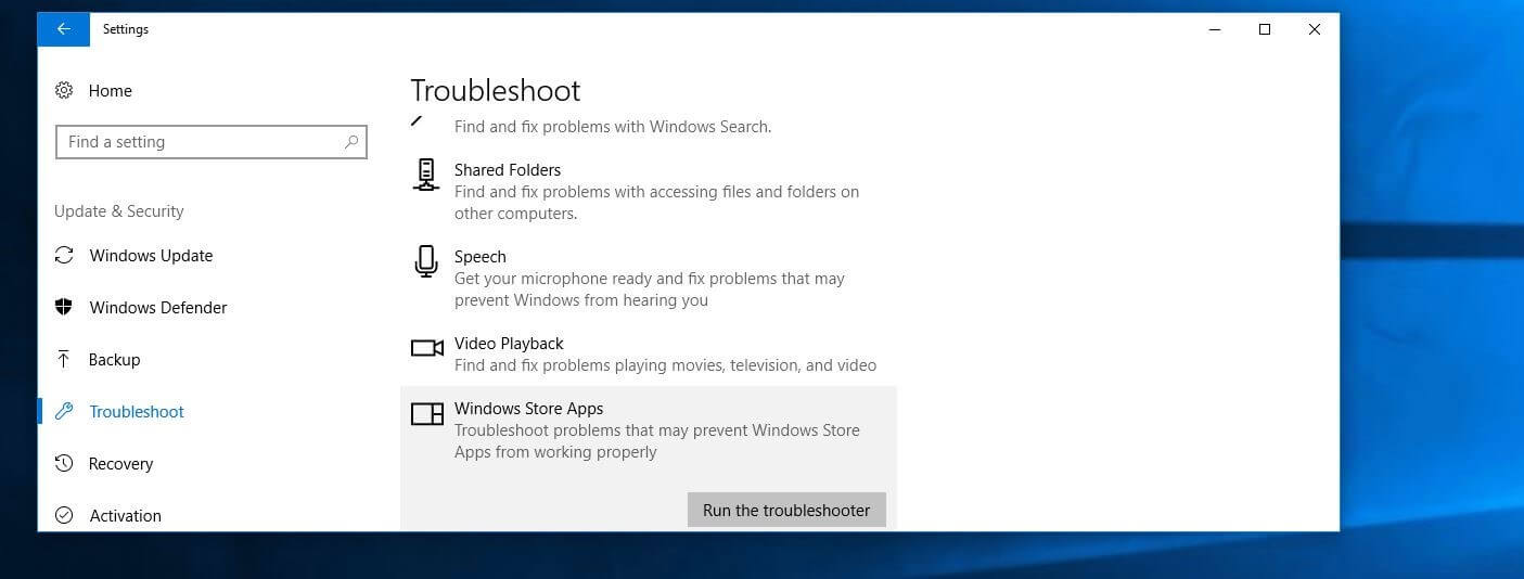 Windows 10: Troubleshoot “Windows Store Apps”