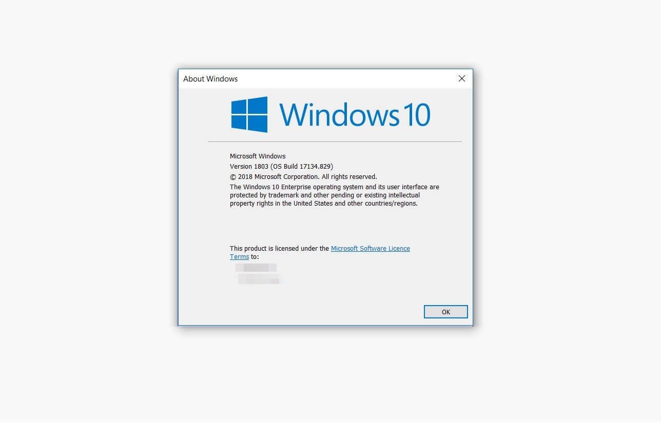 The “About Windows” box