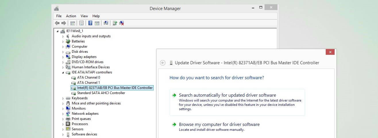 Windows Device Manager: Updating drivers