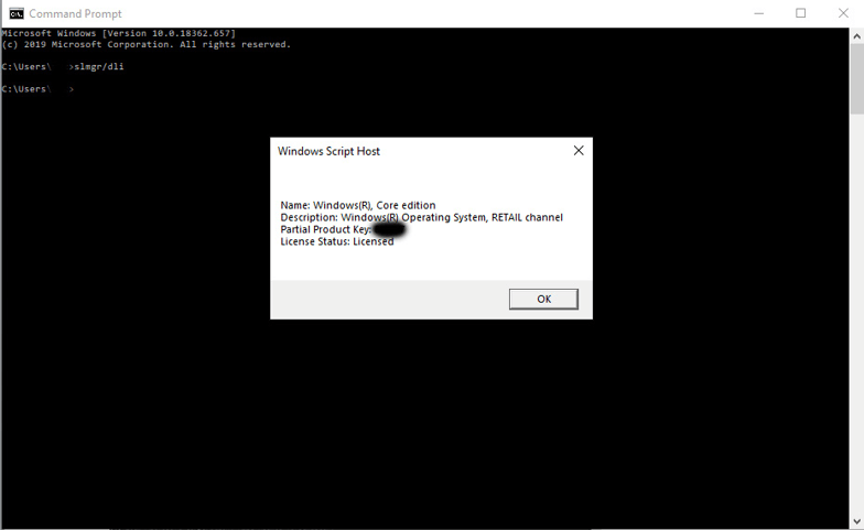 cmd command for retrieving windows 10 pro key