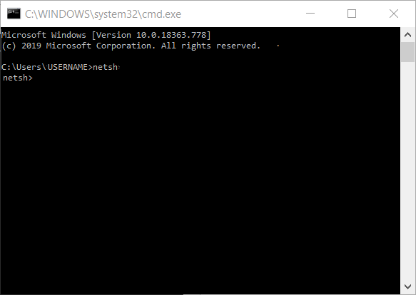 Command prompt for Netsh commands