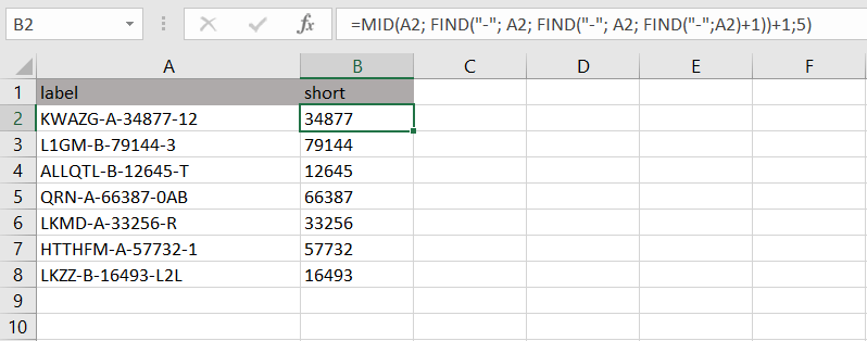 Combining the MID and FIND functions 