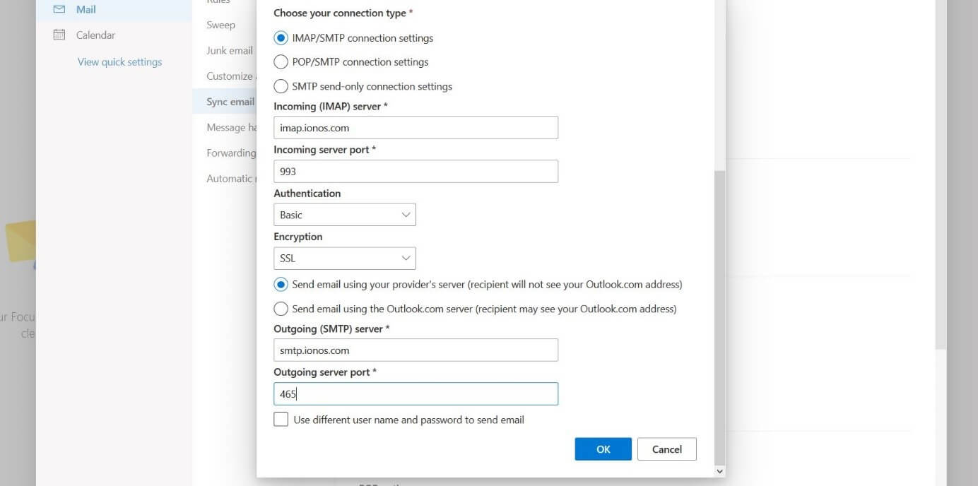 UNABLE TO ADD EXCHANGE 2019 EMAIL ACCOUNT IONOS TO OUTLOOK visual data 8