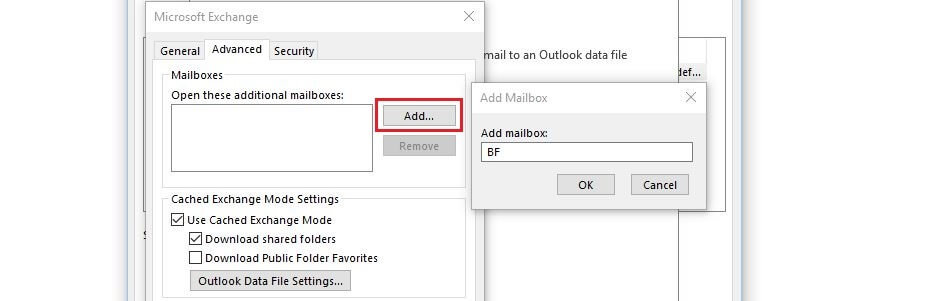 Microsoft Exchange settings in Outlook 2016