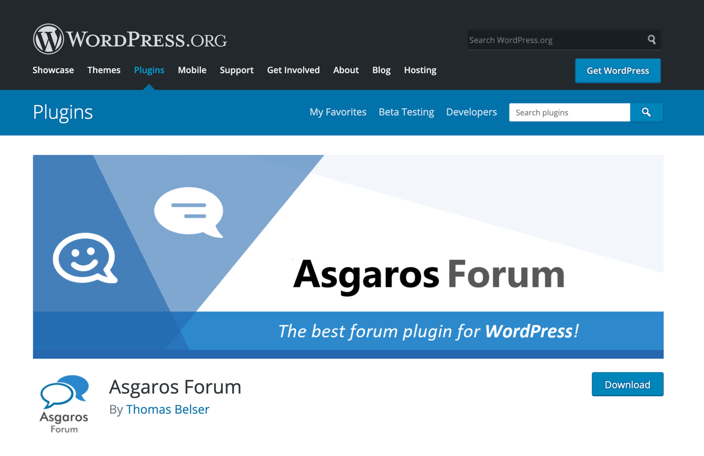 Download page for Asgaros Forum on WordPress.org