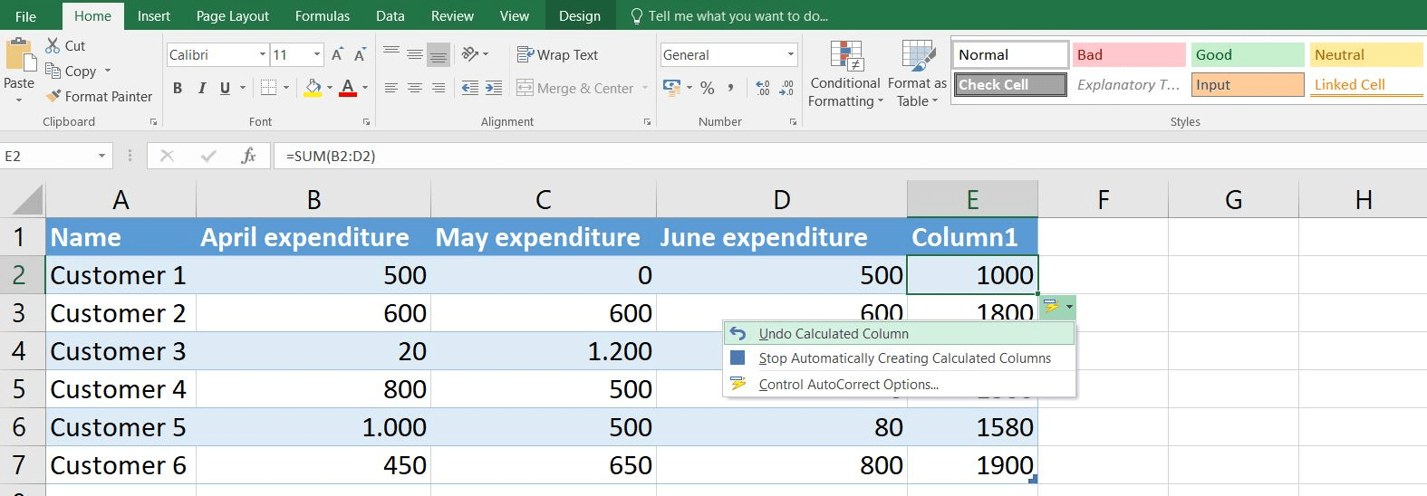 Excel SUM function with a return value
