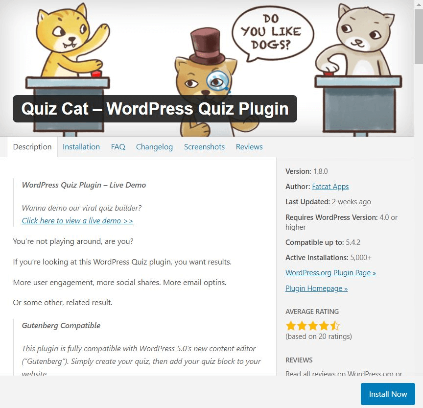 Quiz Cat – a WordPress quiz plug-in