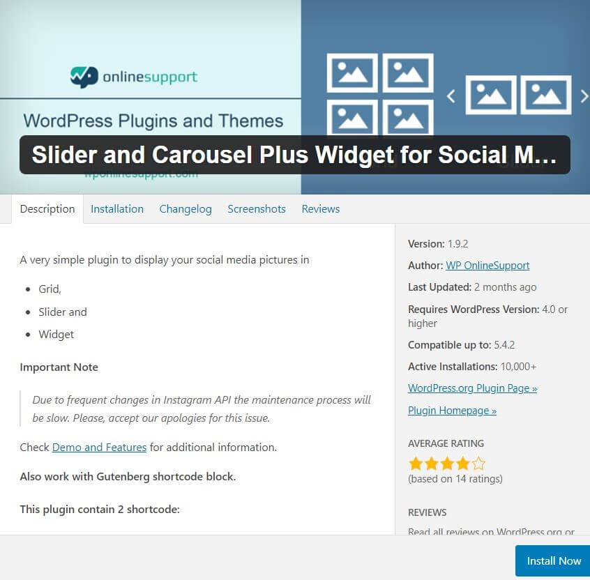WordPress Instagram widget: Slider and Carousel Plus Widget for Social Media