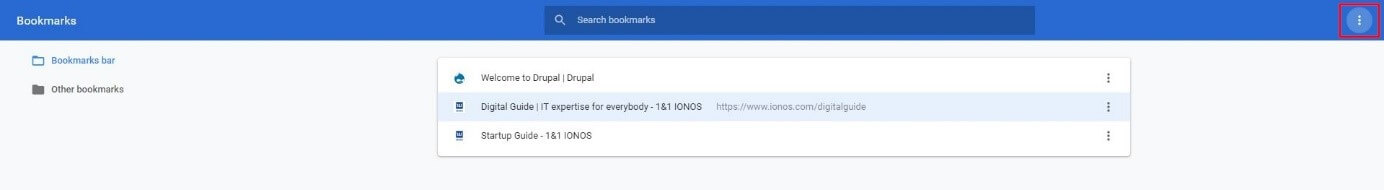 Chrome Bookmark Manager: Overview of favorites