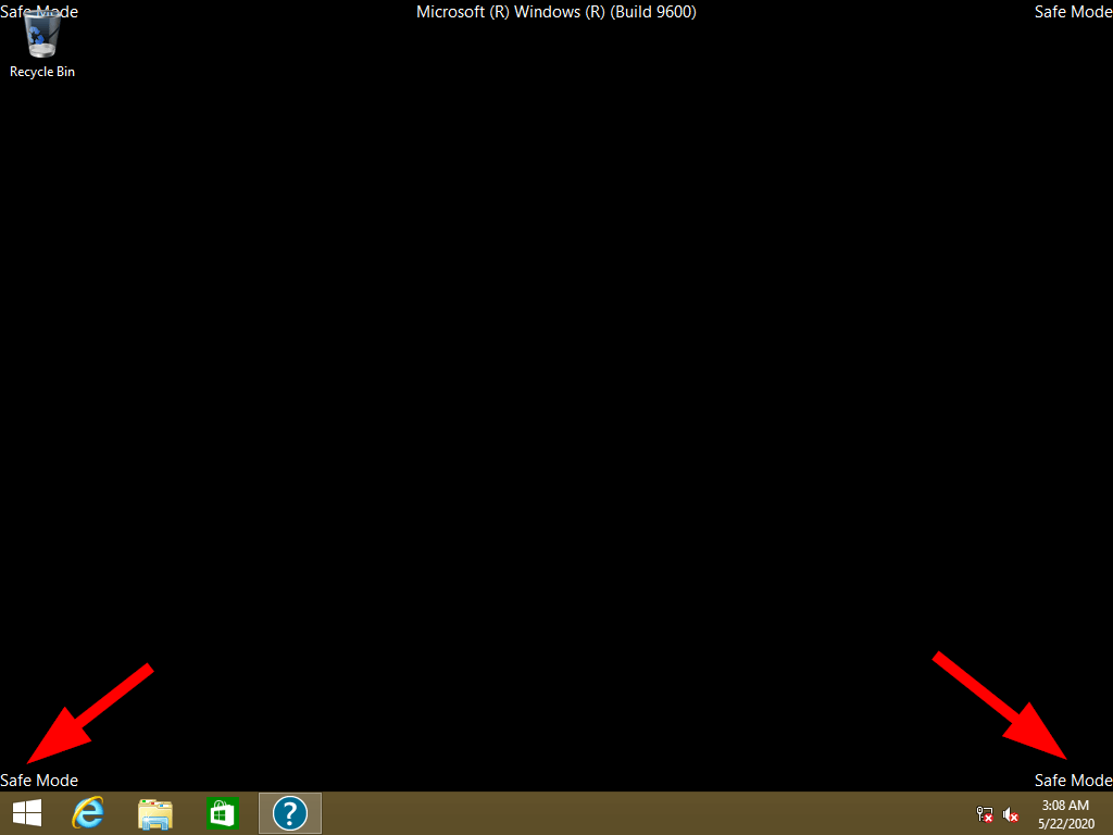 Desktop interface in Windows 8 safe mode