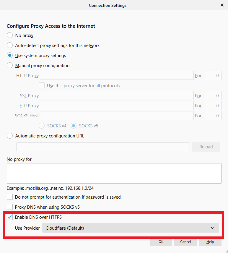 DNS over HTTPS option in Firefox