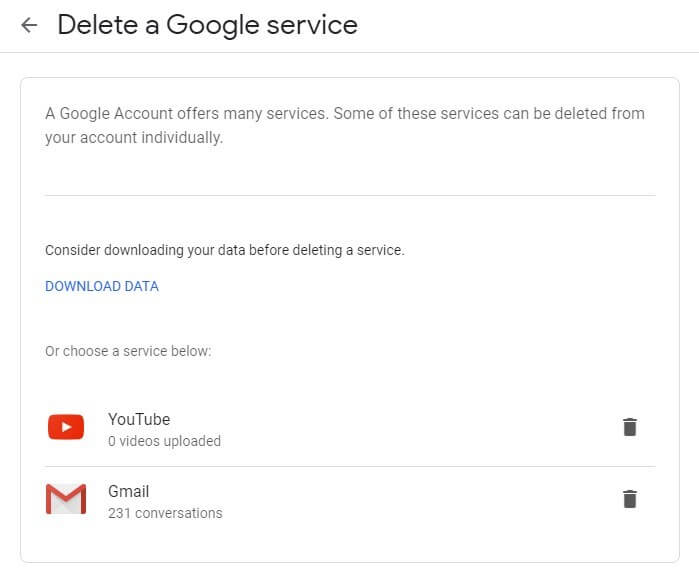 Google Account lets you download your data before you delete Gmail