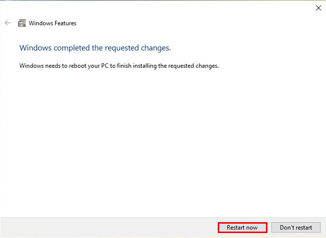 Enabling Windows Sandbox: restarting the PC
